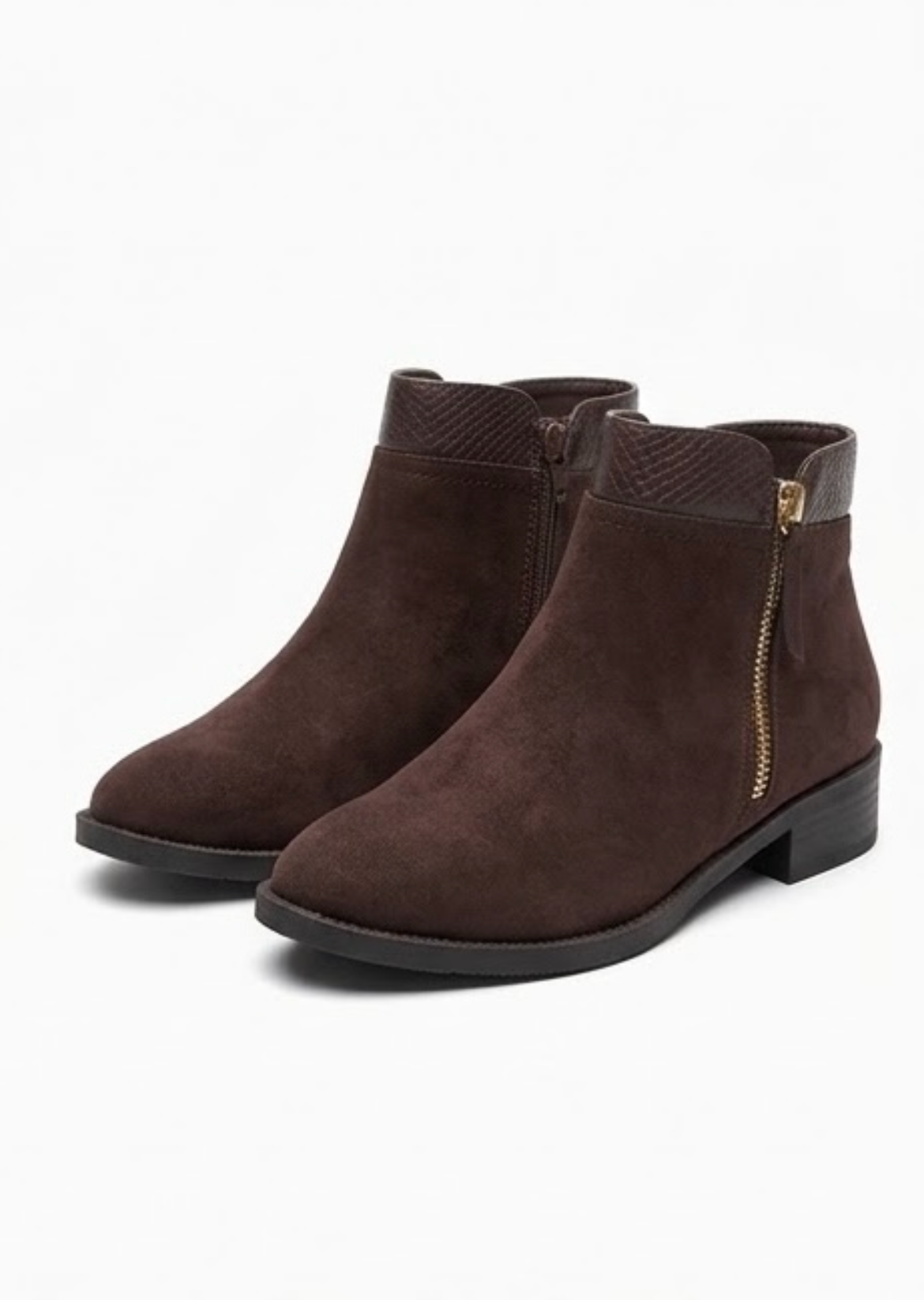 Good for the Sole Dark Brown Suede-Effect Ankle Boots with Side Zip