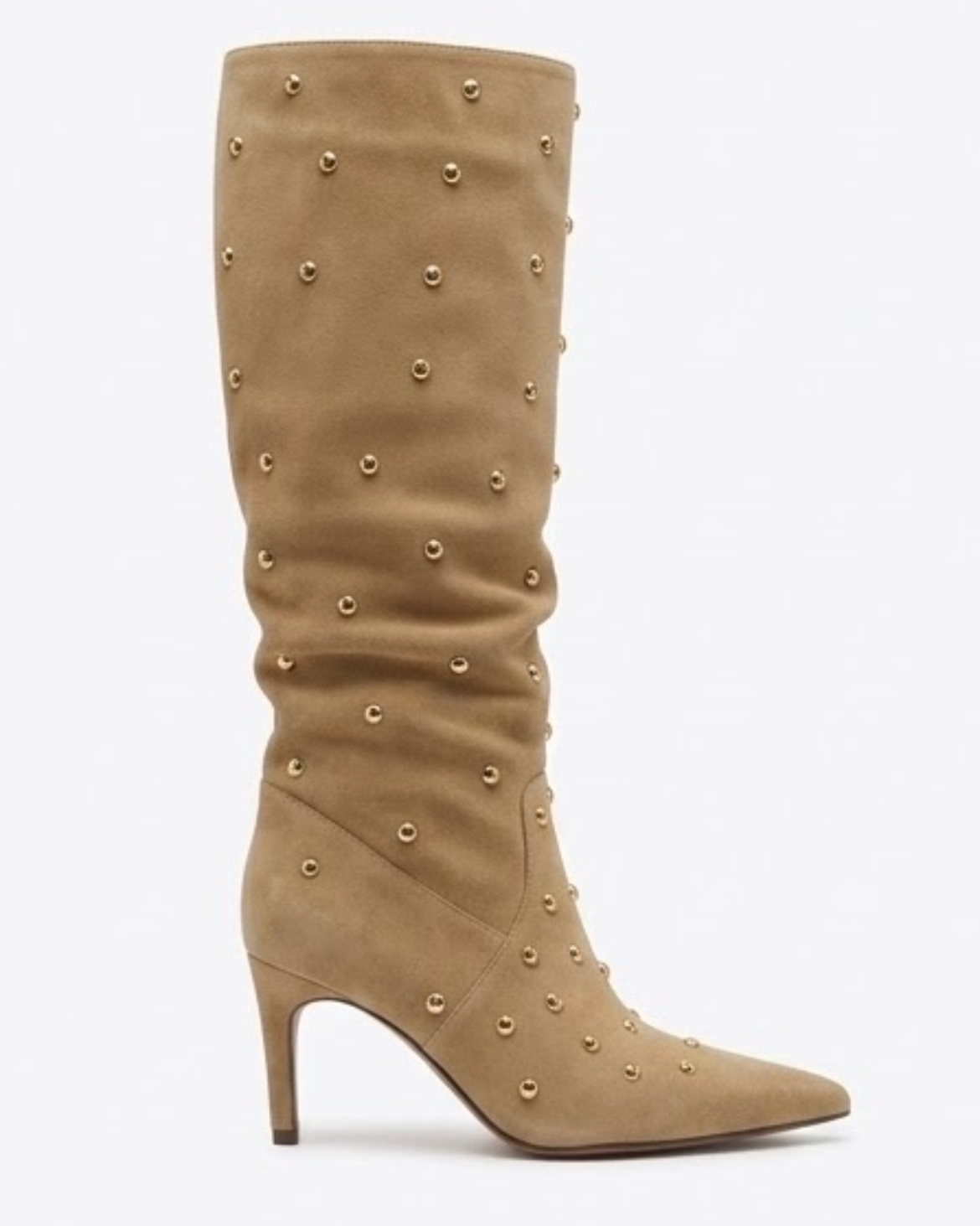 Primark Camel Suede-Effect Studded Stiletto Knee-High Boots