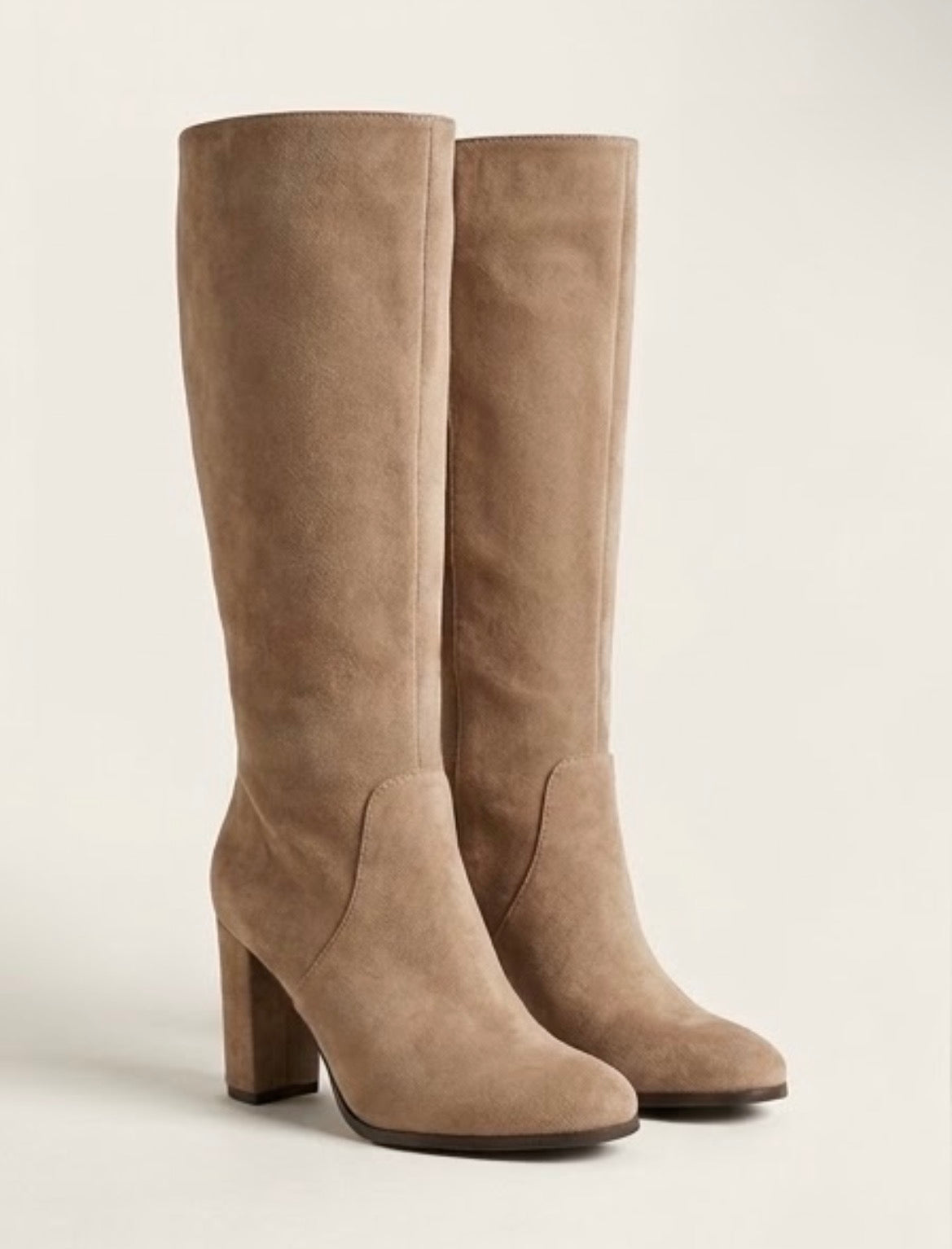 Primark Camel Suede Knee-High Block Heel Boots