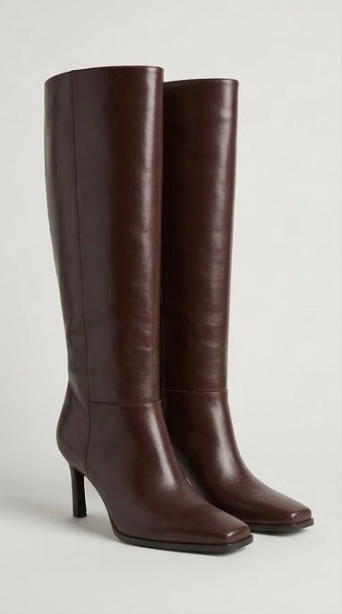 Primark Maroon Square Toe Knee-High Stiletto Boots