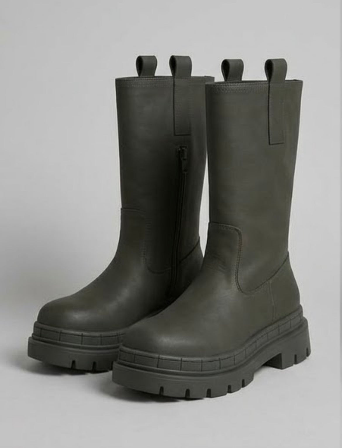 Krush Grey Chunky Pull-On Mid-Calf Boots