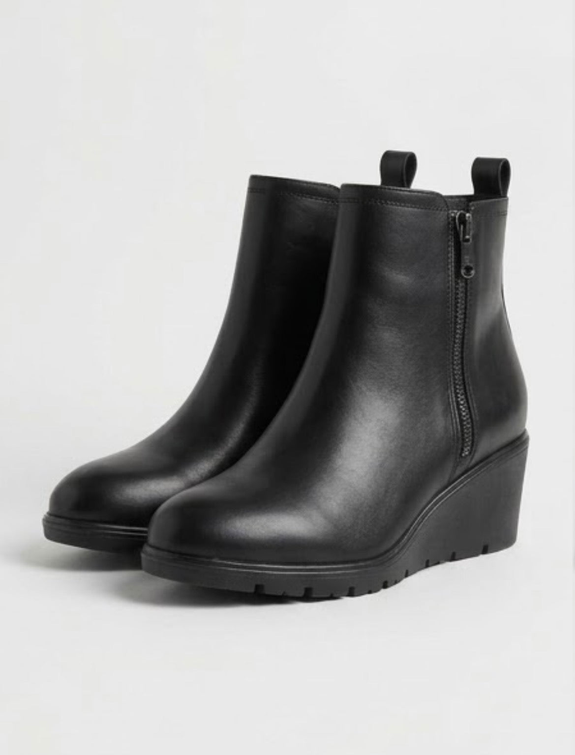 Good for the Sole Black Wedge Side Zip Ankle Boots