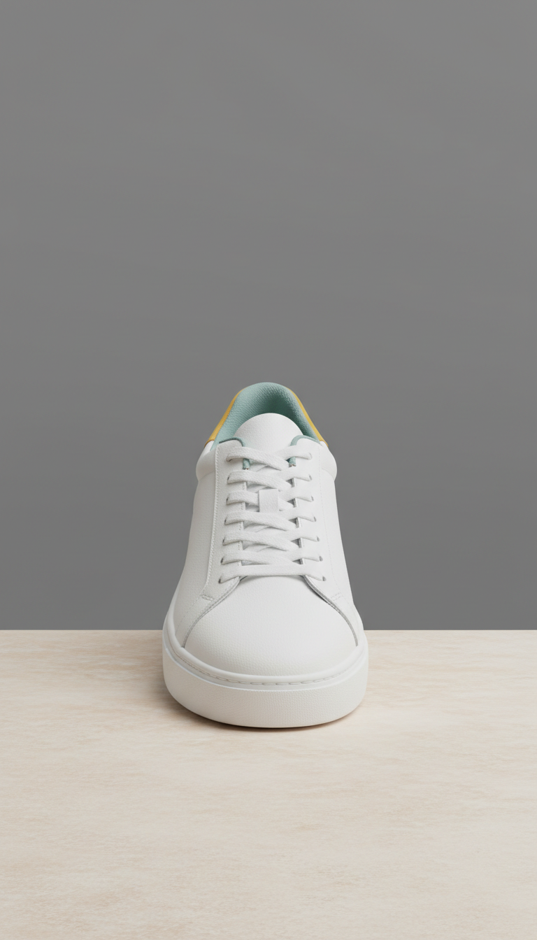 White Leather Low-Top Sneaker