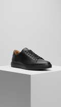 Obsidian Black leather low-top