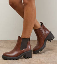Oasis Brown Chunky Chelsea Boots