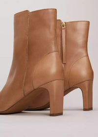 Phase Eight Tan Leather Pointed Toe Block Heel Ankle Boots