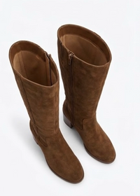 Primark Brown Suede-Effect Block Heel Knee-High Boots