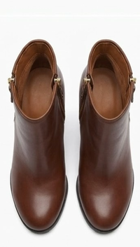 River Island Brown Block Heel Ankle Boots with Gold Trim