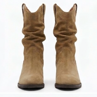 Primark Beige Suede-Effect Slouch Western Mid-Calf Boots
