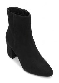 Papaya Black Suede-Effect Block Heel Ankle Boots