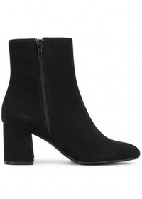 Papaya Black Suede-Effect Block Heel Ankle Boots