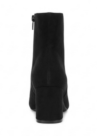 Papaya Black Suede-Effect Block Heel Ankle Boots