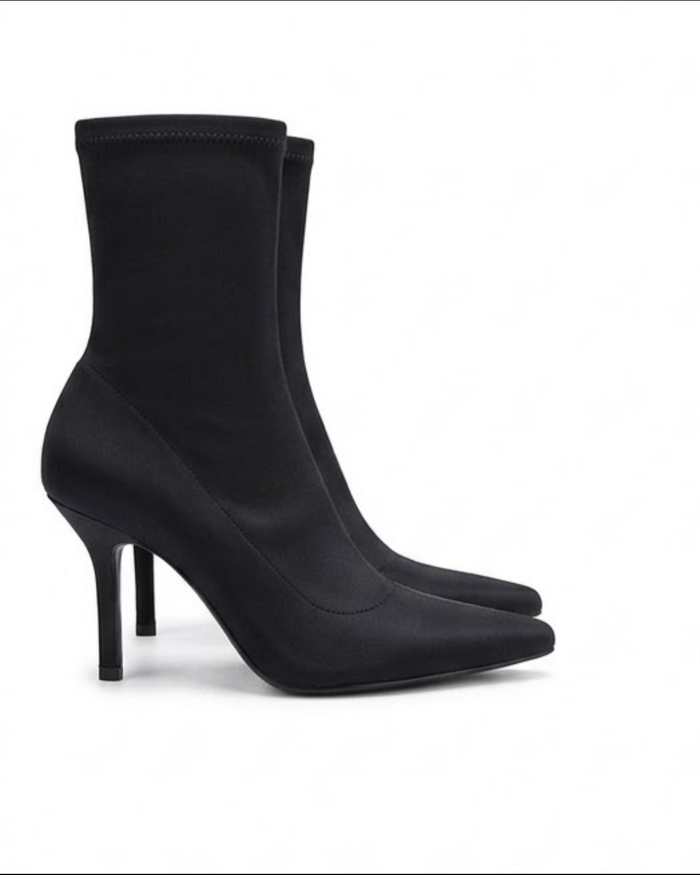 Primark Black Stretch Stiletto Sock Ankle Boots