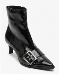 Primark Black High-Shine Kitten Heel Ankle Boots with Buckle