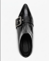 Primark Black High-Shine Kitten Heel Ankle Boots with Buckle