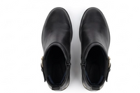 Papaya Black Ankle Boots with Buckle Strap and Gold Trim