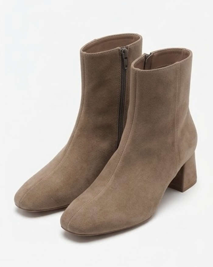 Primark Taupe Suede-Effect Block Heel Ankle Boots