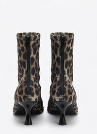 Forever 21 Leopard Print Kitten Heel Sock Ankle Boots
