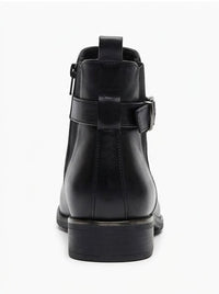 Pavers Black Ankle Boots with Buckle and Silver Trim