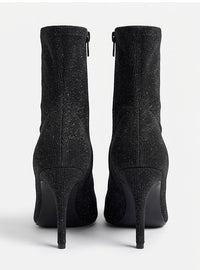 Primark Black Sparkle Stiletto Sock Ankle Boots
