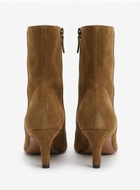 River Island Camel Suede-Effect Pointed Kitten Heel Ankle Boots