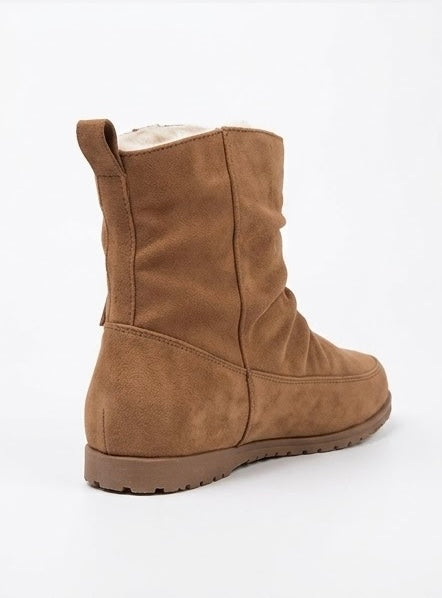 Primark Tan Fur-Lined Slouch Ankle Boots with Tassel