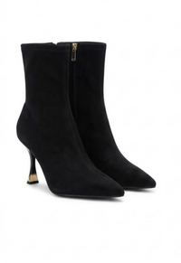 River Island Black Suede-Effect Stiletto Ankle Boots with Gold Trim