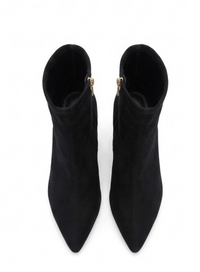 River Island Black Suede-Effect Stiletto Ankle Boots with Gold Trim