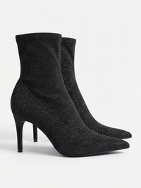 Primark Black Sparkle Stiletto Sock Ankle Boots