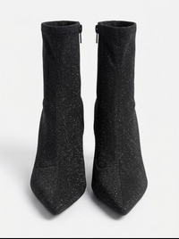 Primark Black Sparkle Stiletto Sock Ankle Boots