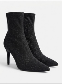 Primark Black Sparkle Stiletto Sock Ankle Boots