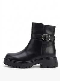 Boohoo Black Chunky Ankle Boots with Buckle Strap