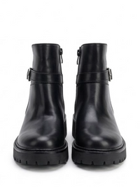 Boohoo Black Chunky Ankle Boots with Buckle Strap