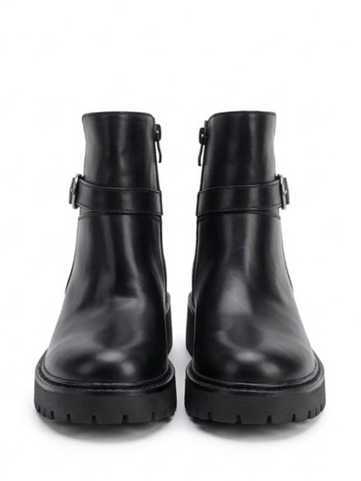 Boohoo Black Chunky Ankle Boots with Buckle Strap