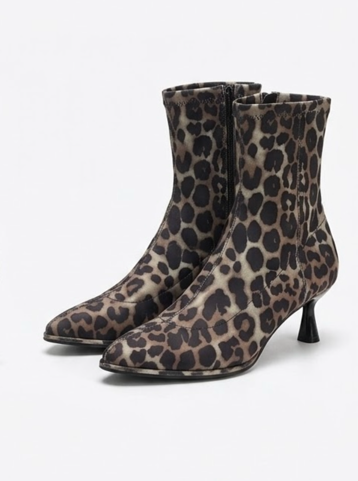 Forever 21 Leopard Print Kitten Heel Sock Ankle Boots