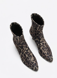 Forever 21 Leopard Print Kitten Heel Sock Ankle Boots