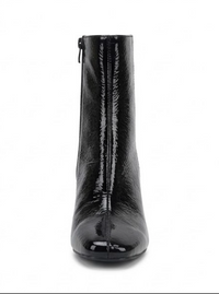 Next Black High-Shine Square Toe Block Heel Ankle Boots