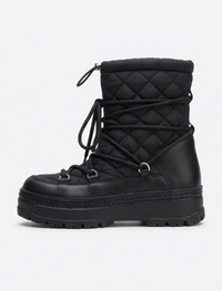 Primark Black Quilted Lace-Up Snow Boots