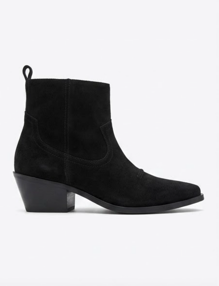 New Look Black Suede-Effect Western Block Heel Ankle Boots