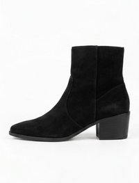 George Black Suede-Effect Block Heel Ankle Boots
