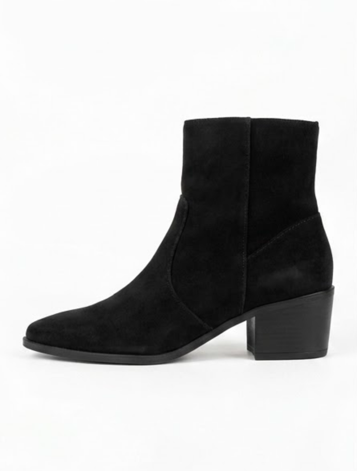 George Black Suede-Effect Block Heel Ankle Boots