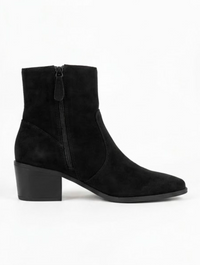 George Black Suede-Effect Block Heel Ankle Boots