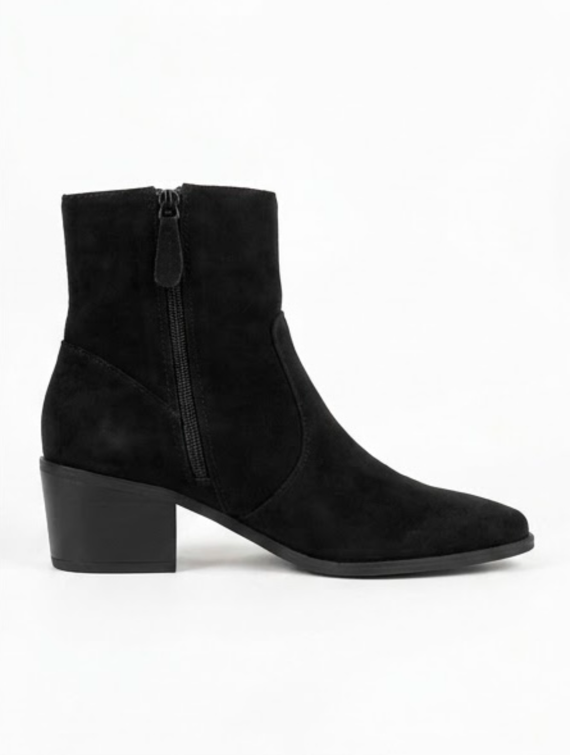 George Black Suede-Effect Block Heel Ankle Boots