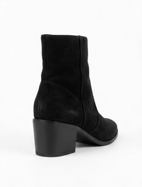 George Black Suede-Effect Block Heel Ankle Boots