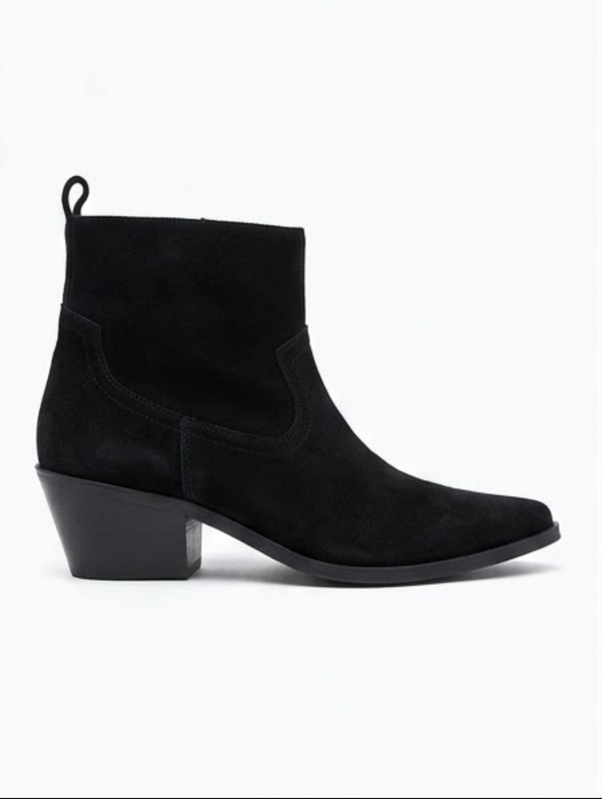 Peacocks Black Suede-Effect Western Ankle Boots