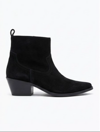 Peacocks Black Suede-Effect Western Ankle Boots