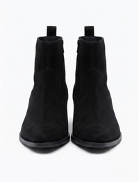Peacocks Black Suede-Effect Western Ankle Boots