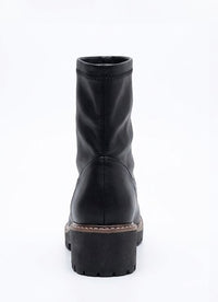 Linzi Black Chunky Pull-On Ankle Boots