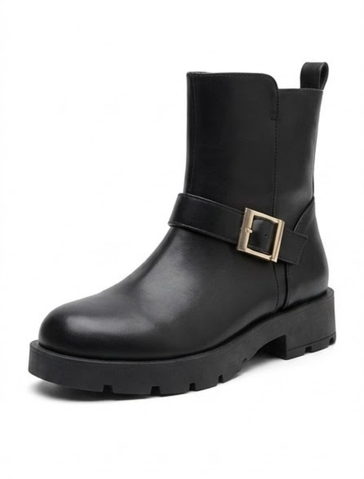 Primark Black Chunky Ankle Boots with Buckle Strap