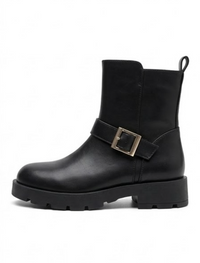 Primark Black Chunky Ankle Boots with Buckle Strap